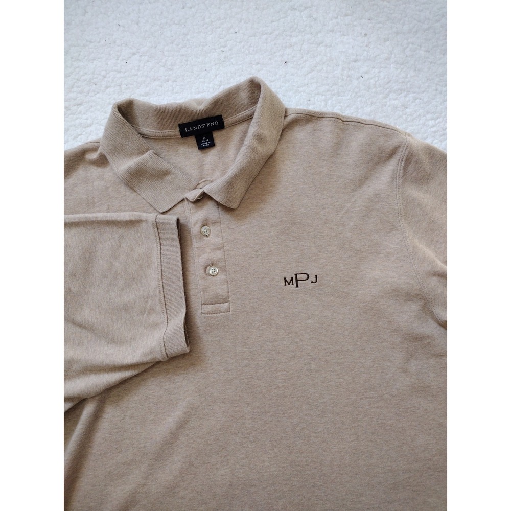 Lands End Mens Polo Shirt XL Extra Large‎ Brown Short Sleeve Pullover Collared